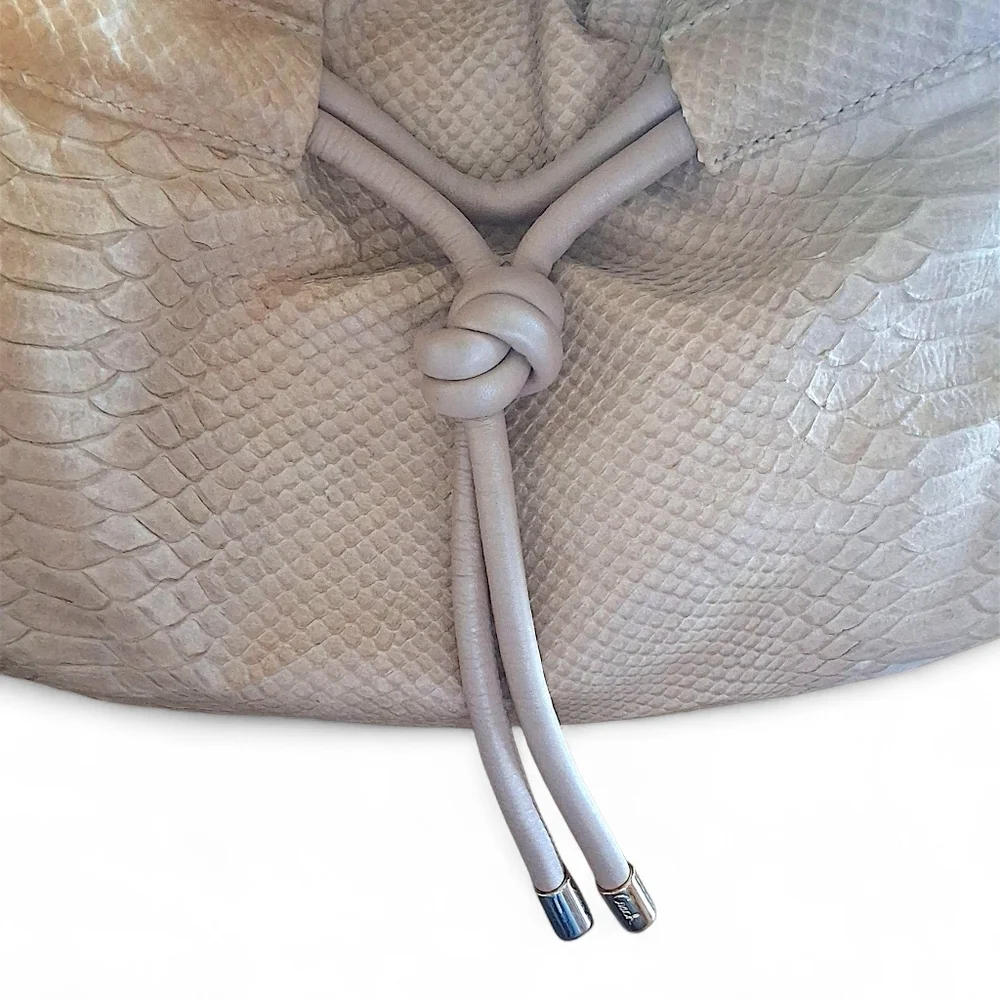 Coach Kristin Python Embossed Leather Drawstring Shoulder Bag 14773